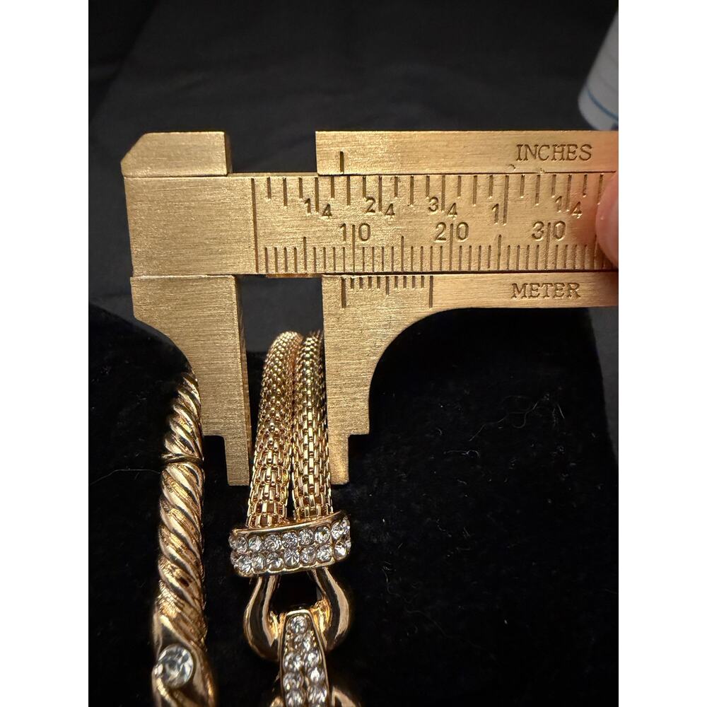 Gold Tone Elastic Rhinestone Mesh Buckle Expansion Stretch Bracelet Lot Set Sz 7 - Picture 10 of 10